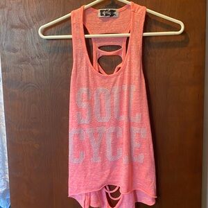 SOULCYCLE Rhinestone Burnout Tank w/ Back Cutouts Neon Pink - XS